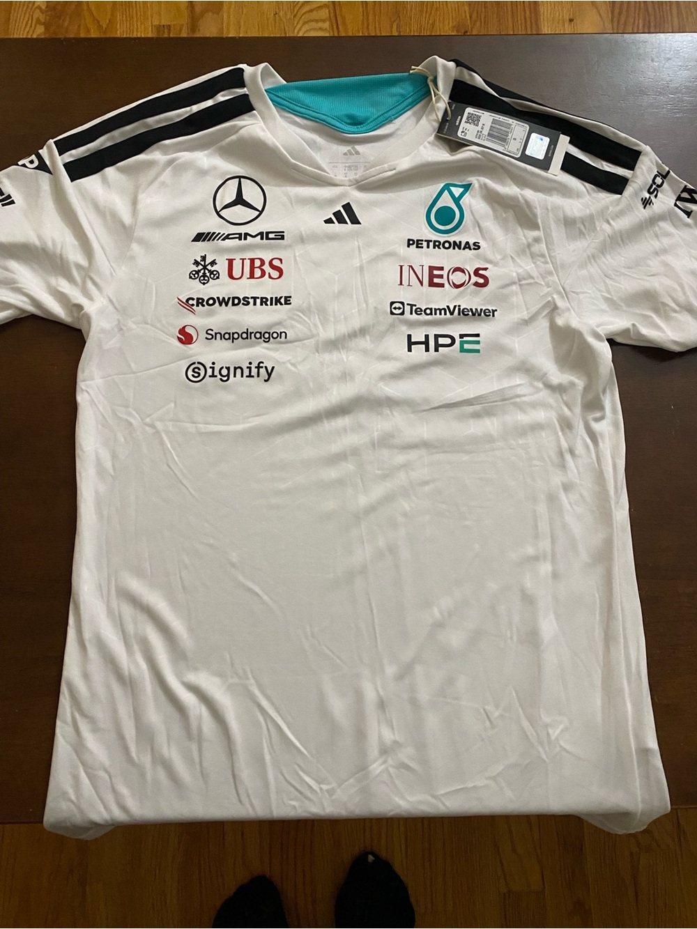 adidas White Mercedes-AMG Petronas Sponsor Logo Men’s Jersey